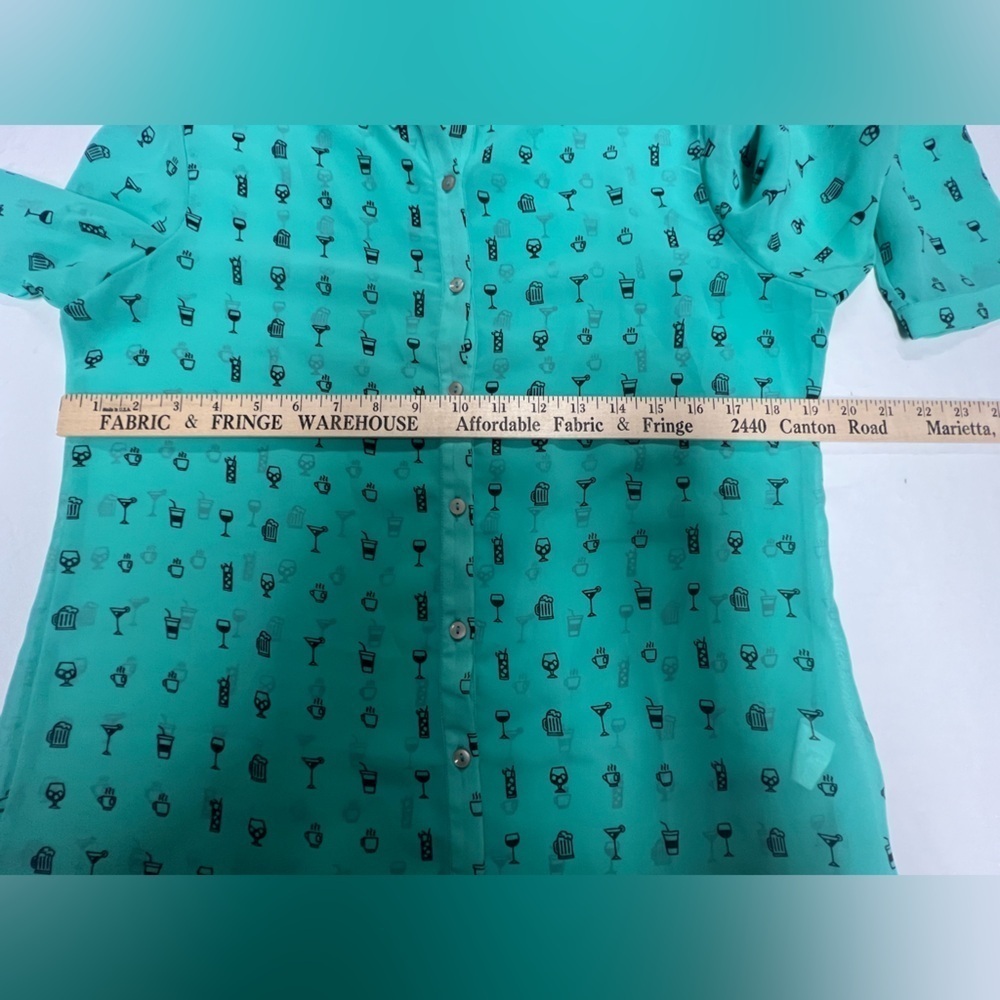 ZINK OF LONDON LONG SLEEVE SHEER LIKE FUN SHIRT MEDIUM TURQUOISE SIZE LARGE - Picture 3 of 13